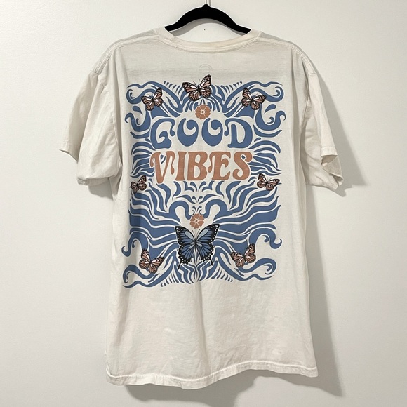 Social Culture Graphic T-shirt “Good Vibes” Y2k White Size L - Picture 3 of 5